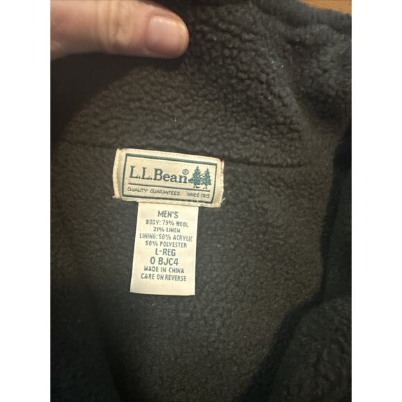 Vintage LL Bean Wool Knit Drk Green Grey Sweater Vest Large Warm Winter - Picture 4 of 8